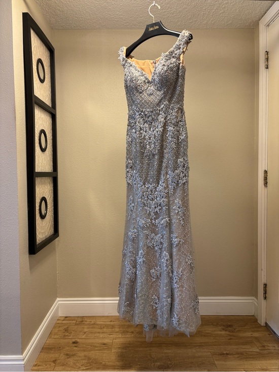Terani Couture Dresses & Skirts - Terani Couture Silver/Nude Beaded Lace Formal